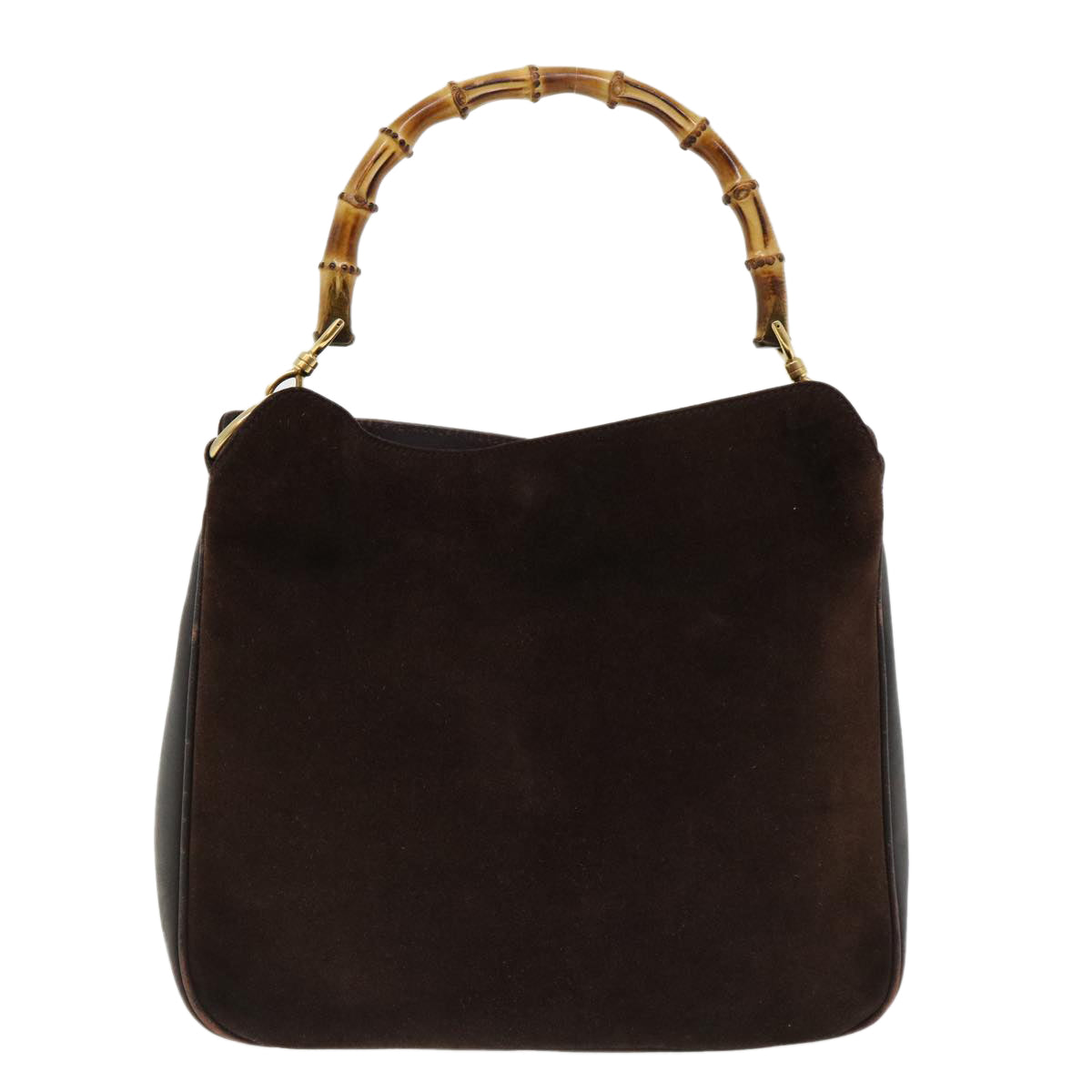 GUCCI Bamboo Shoulder Bag Suede Brown 00117051638 ki2178