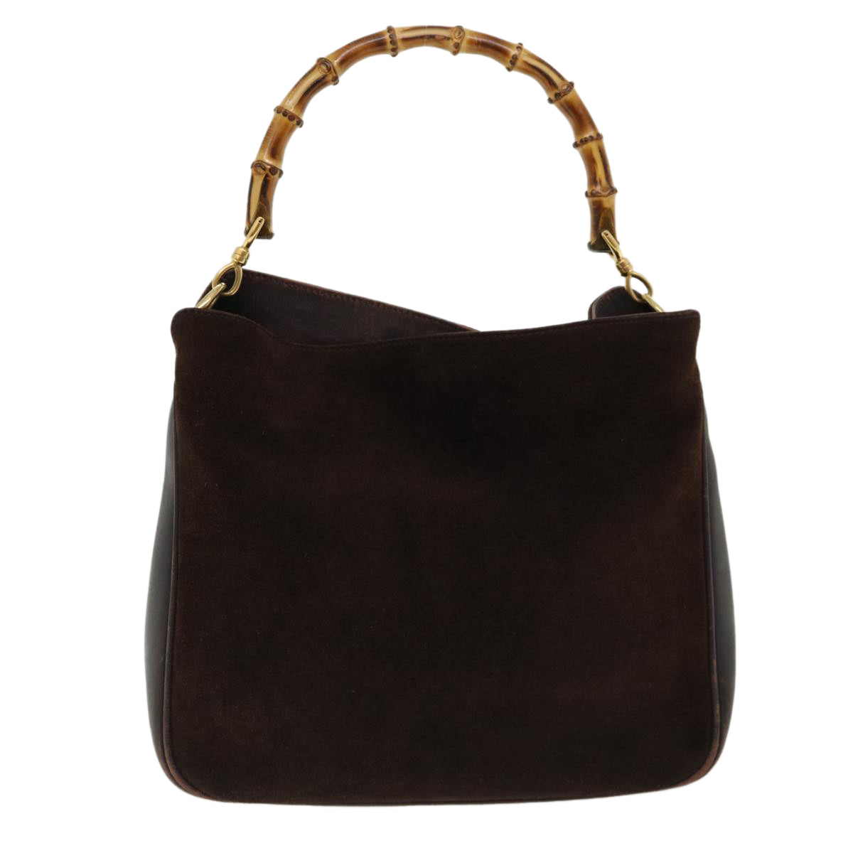 GUCCI Bamboo Shoulder Bag Suede Brown 00117051638 ki2178