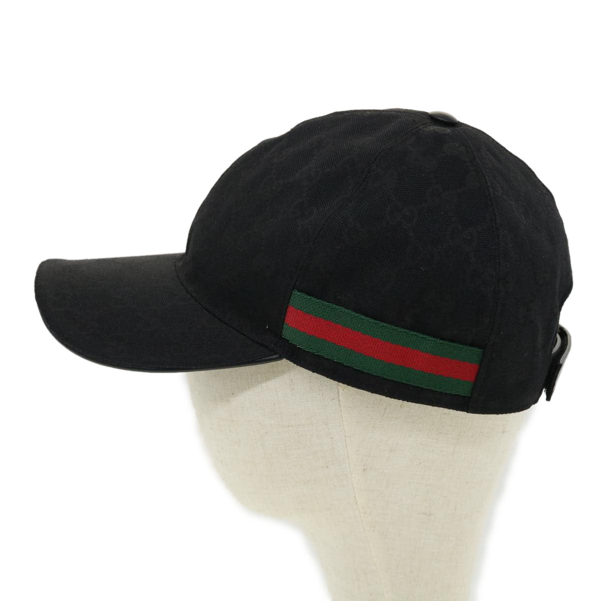 GUCCI GG Canvas Web Sherry Line Cap L Black Green Red ki2227