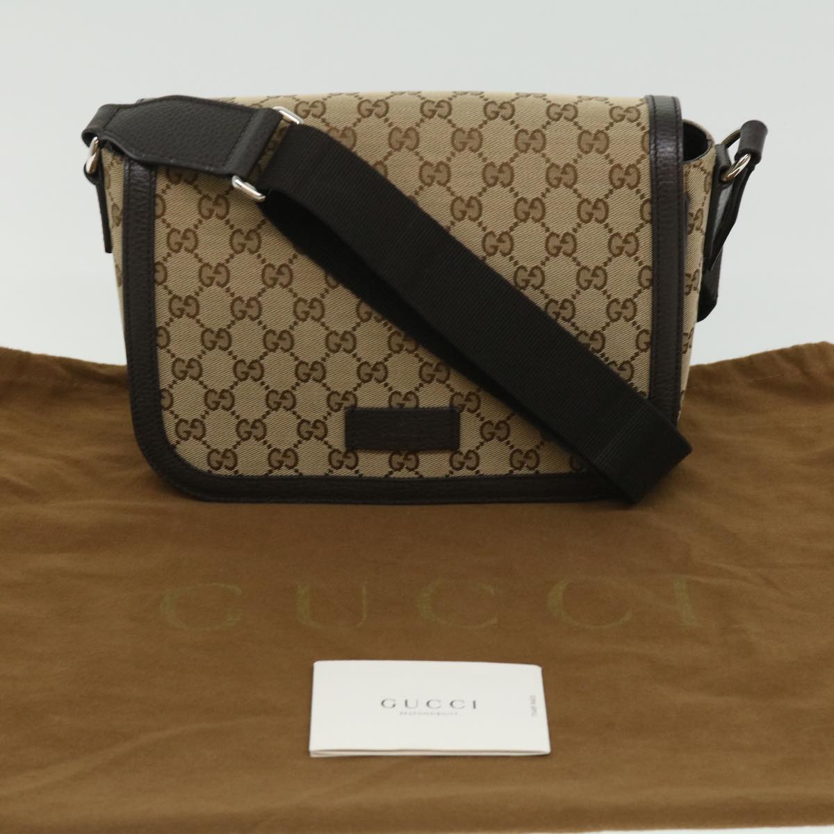 GUCCI GG Canvas Shoulder Bag Brown 449172493075 ki2329