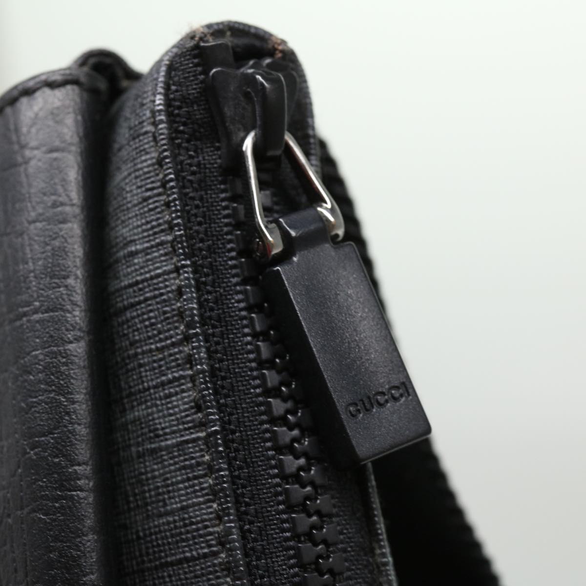 GUCCI GG Canvas Waist Bag PVC Leather Black ki2372