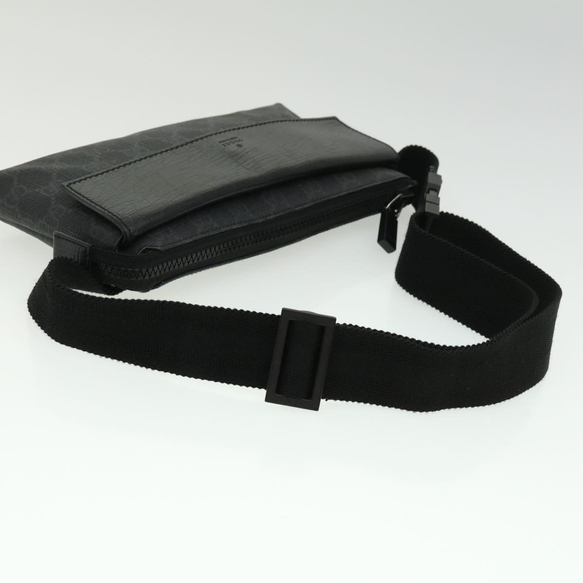 GUCCI GG Canvas Waist Bag PVC Leather Black ki2372