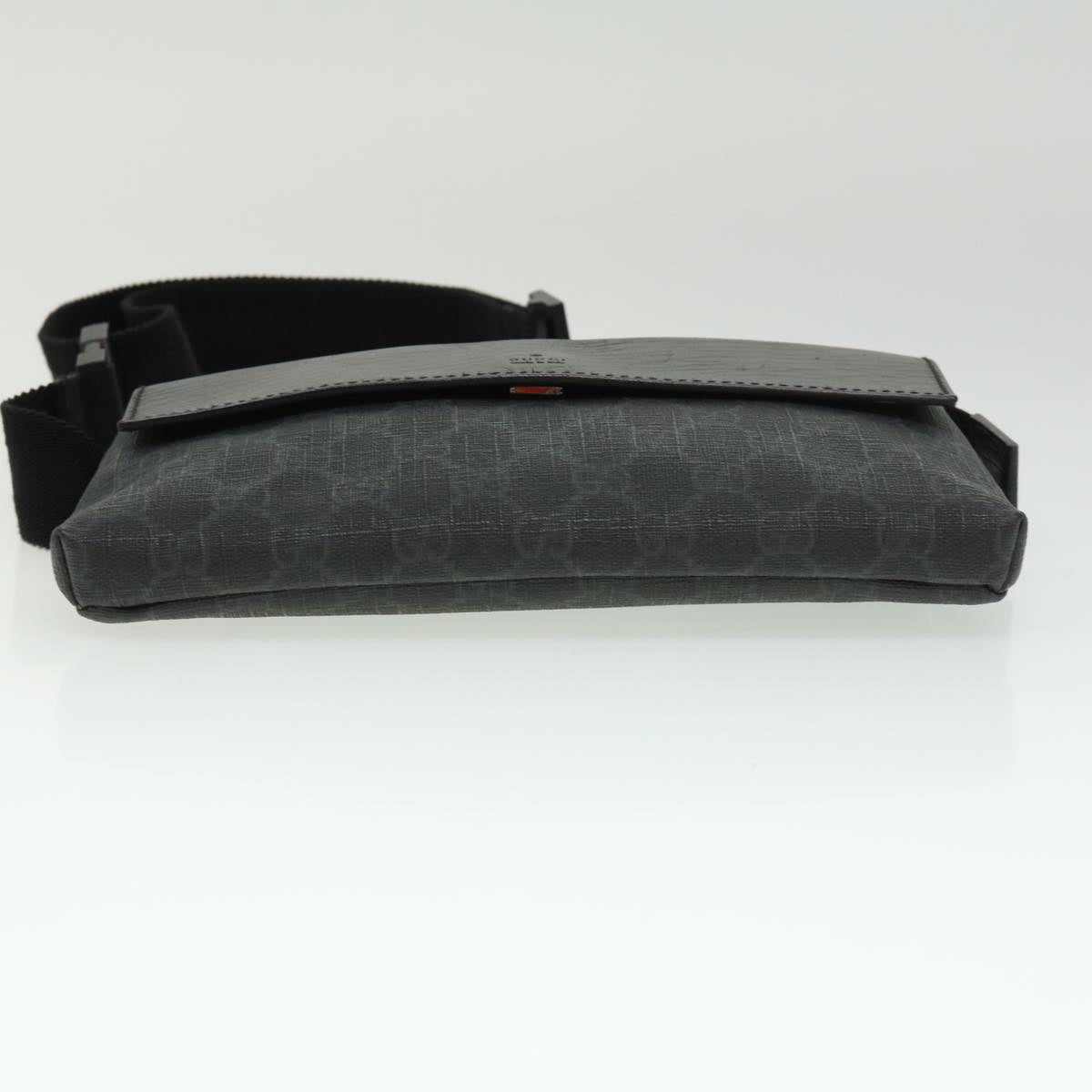 GUCCI GG Canvas Waist Bag PVC Leather Black ki2372