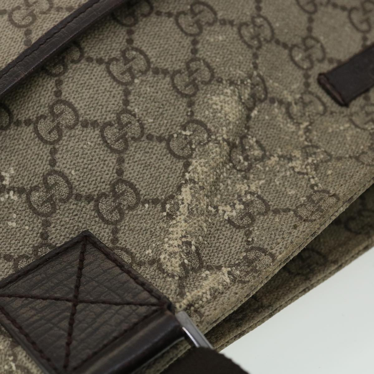 GUCCI GG Canvas Shoulder Bag PVC Leather Beige ki2436