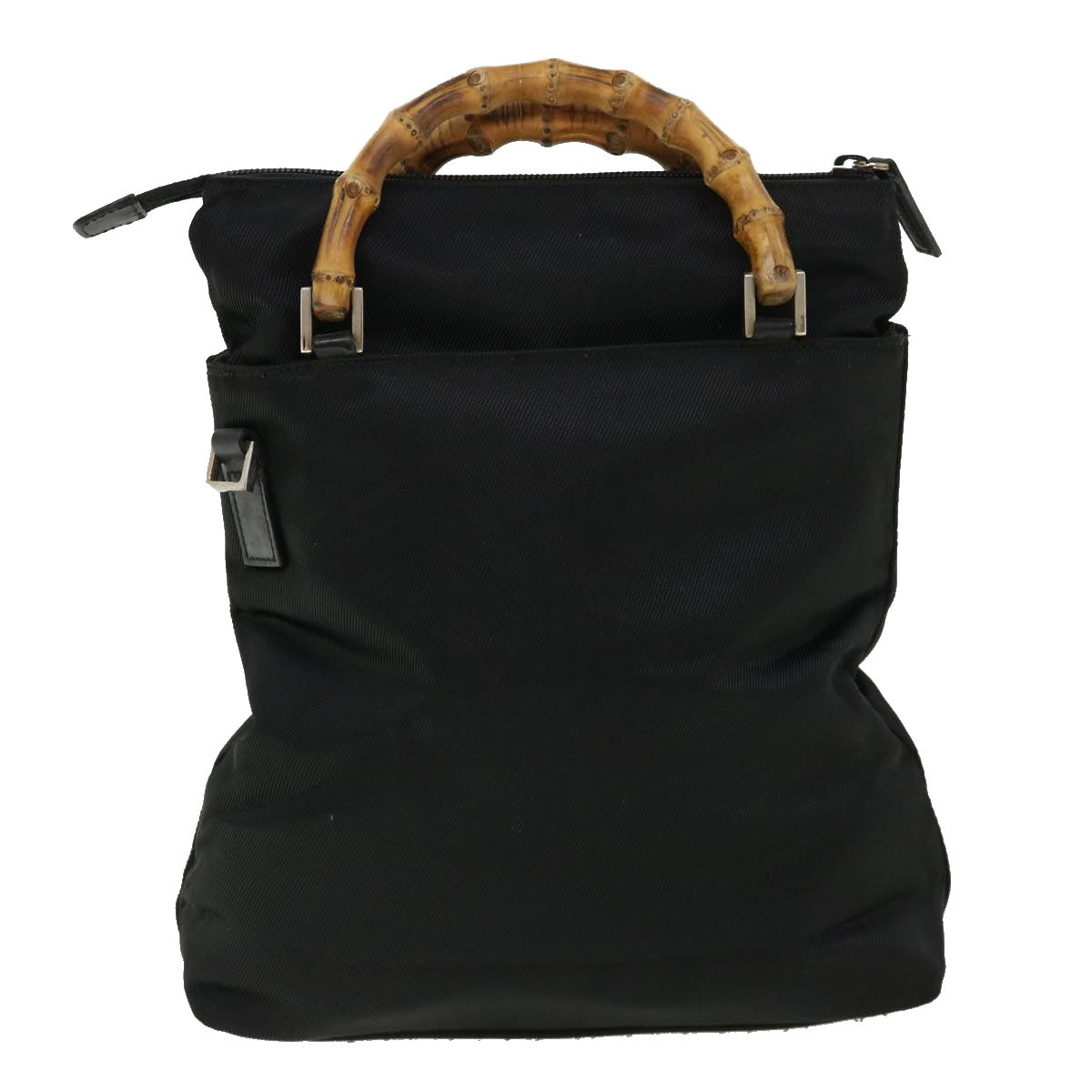 GUCCI Bamboo Hand Bag Nylon Black ki2495