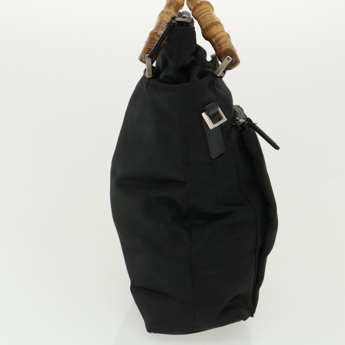 GUCCI Bamboo Hand Bag Nylon Black ki2495