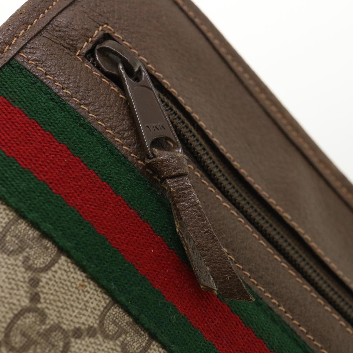 GUCCI GG Canvas Web Sherry Line Clutch Bag Beige Red Green ki2511