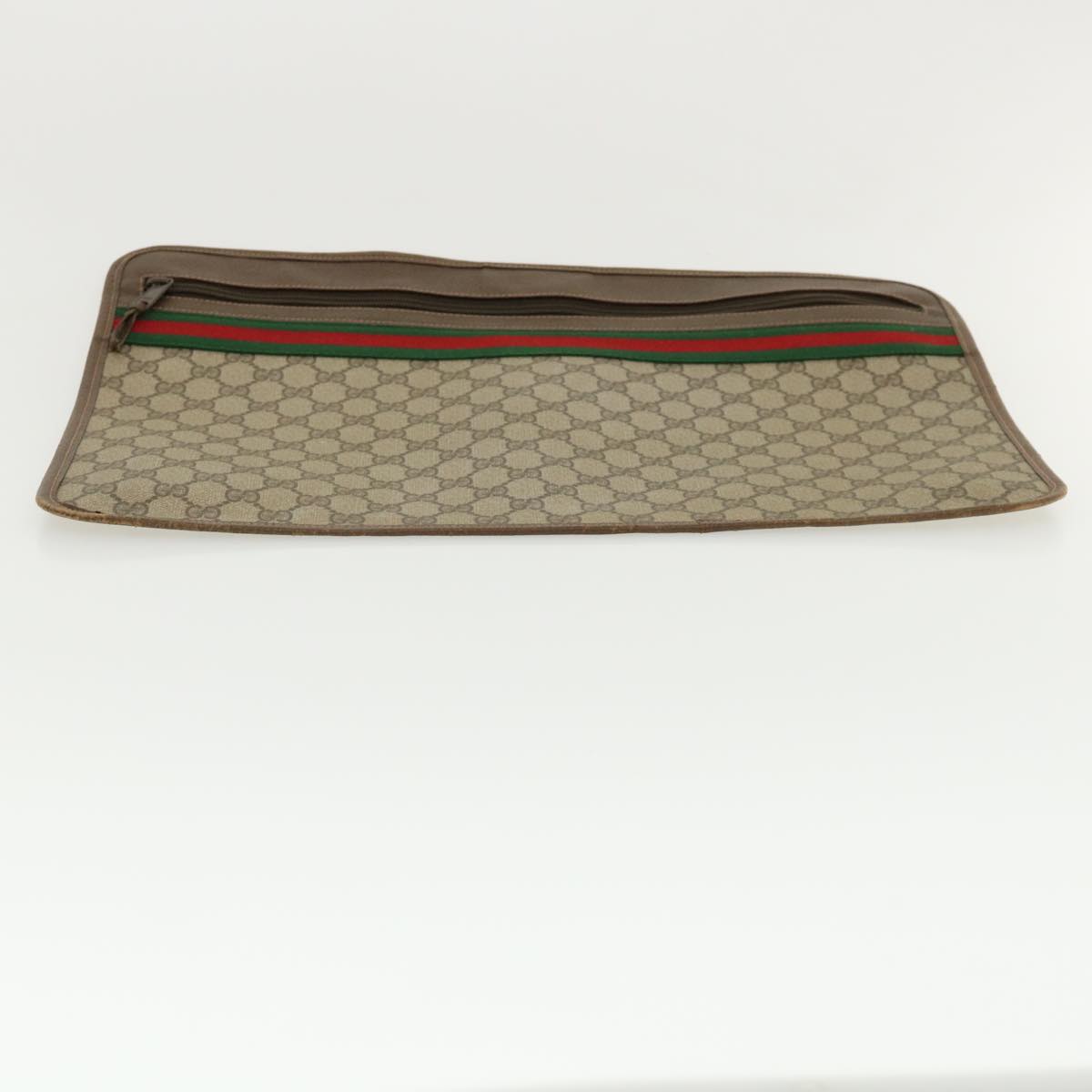 GUCCI GG Canvas Web Sherry Line Clutch Bag Beige Red Green ki2511