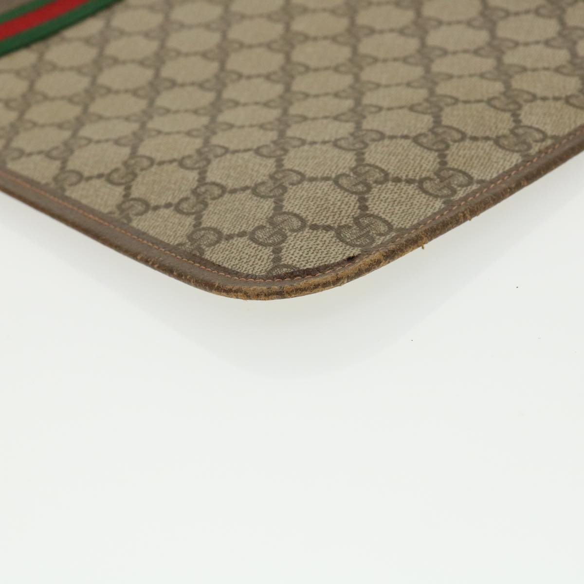 GUCCI GG Canvas Web Sherry Line Clutch Bag Beige Red Green ki2511