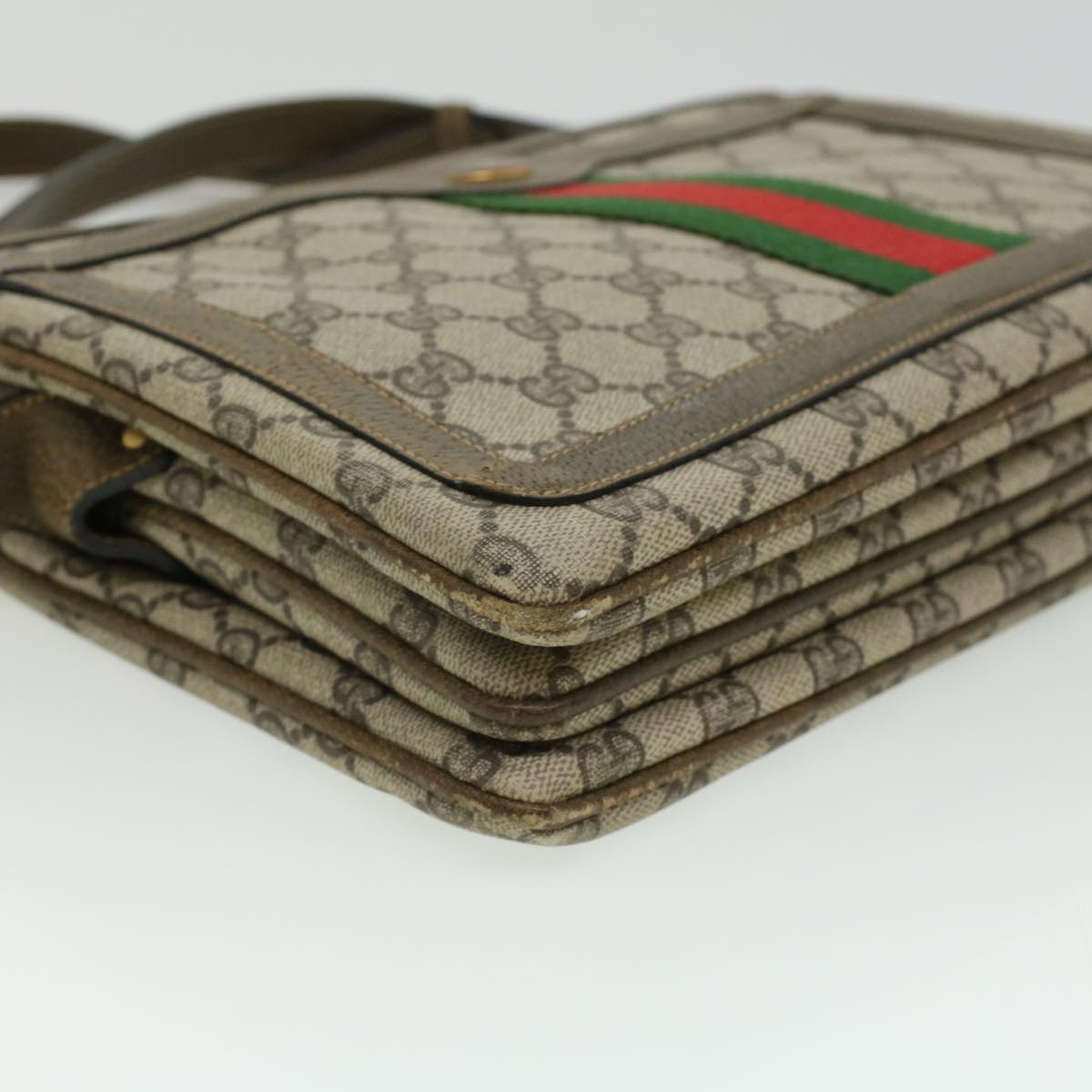 GUCCI GG Canvas Web Sherry Line Shoulder Bag Beige Red Green ki2512