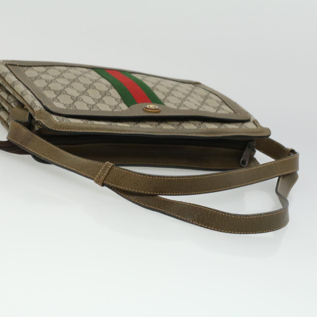 GUCCI GG Canvas Web Sherry Line Shoulder Bag Beige Red Green ki2512