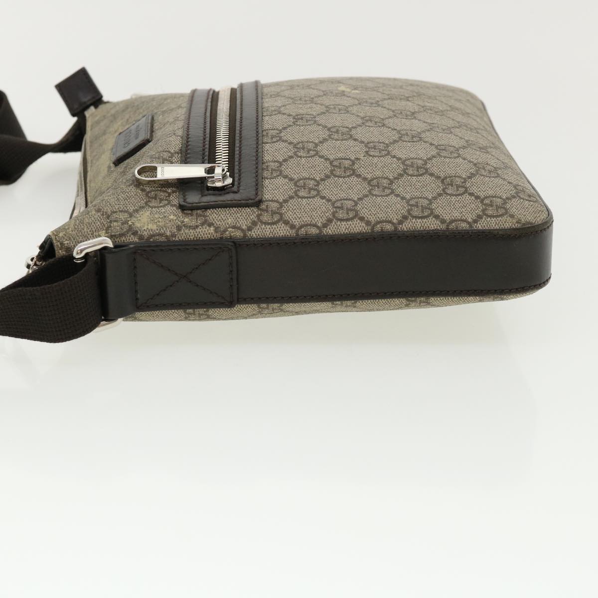 GUCCI GG Canvas Shoulder Bag PVC Leather Beige Dark Brown 406410 ki2534