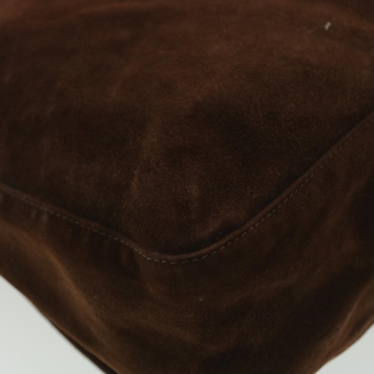 FENDI Mamma Baguette Shoulder Bag Suede Brown ki2706