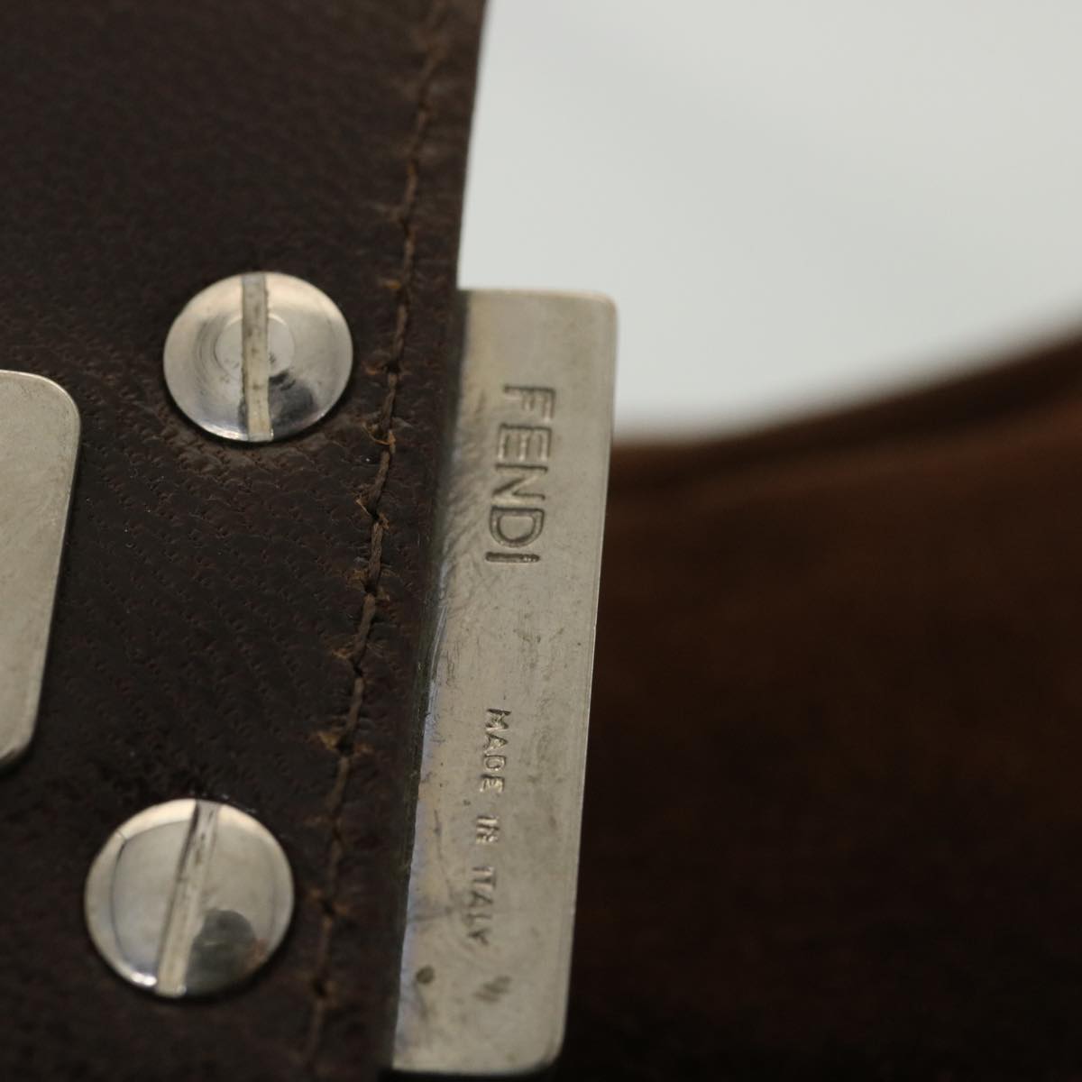 FENDI Mamma Baguette Shoulder Bag Suede Brown ki2706
