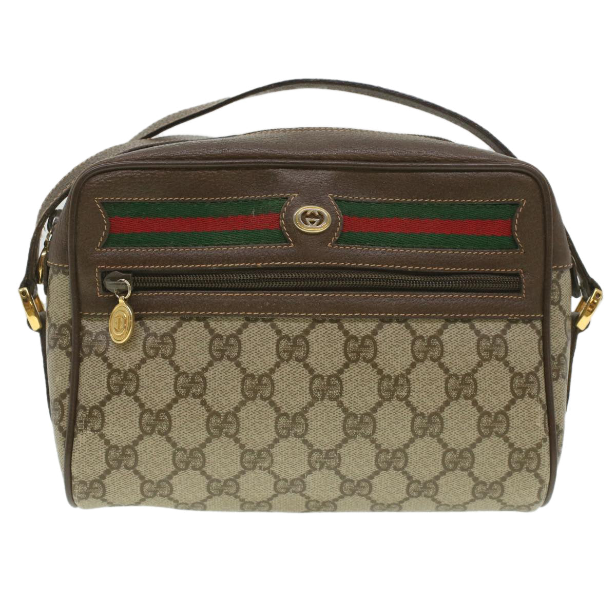 GUCCI GG Canvas Web Sherry Line Shoulder Bag Beige Red 119.02.087 ki2741