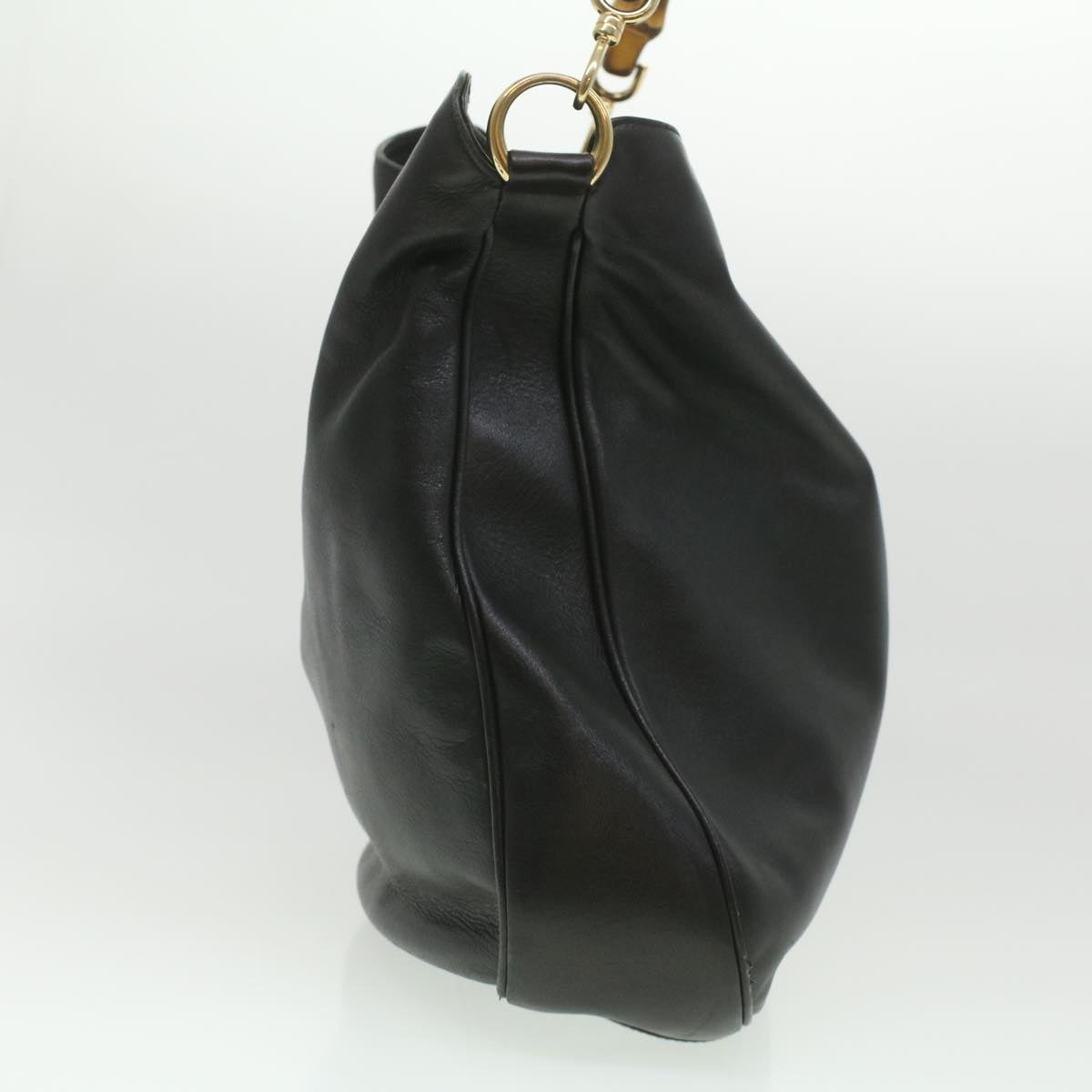 GUCCI Bamboo Shoulder Bag Leather 2way Black 001.1577.200047 ki2750