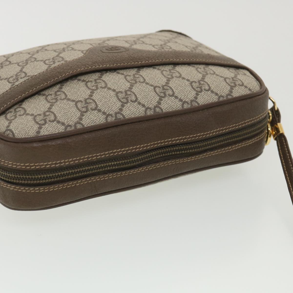 GUCCI GG Canvas Shoulder Bag PVC Leather Beige ki2776