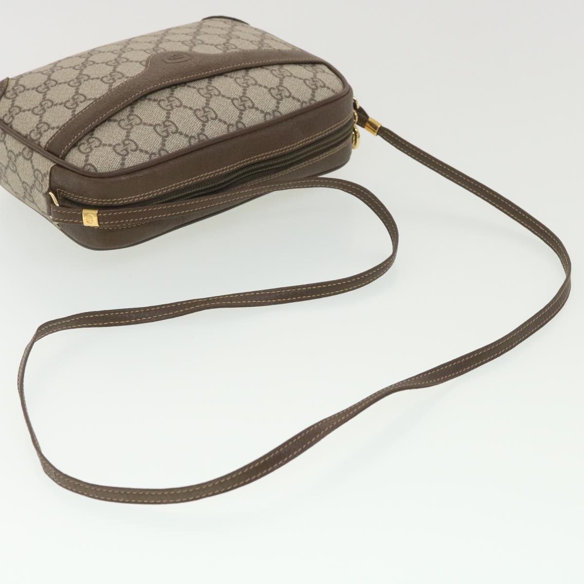 GUCCI GG Canvas Shoulder Bag PVC Leather Beige ki2776