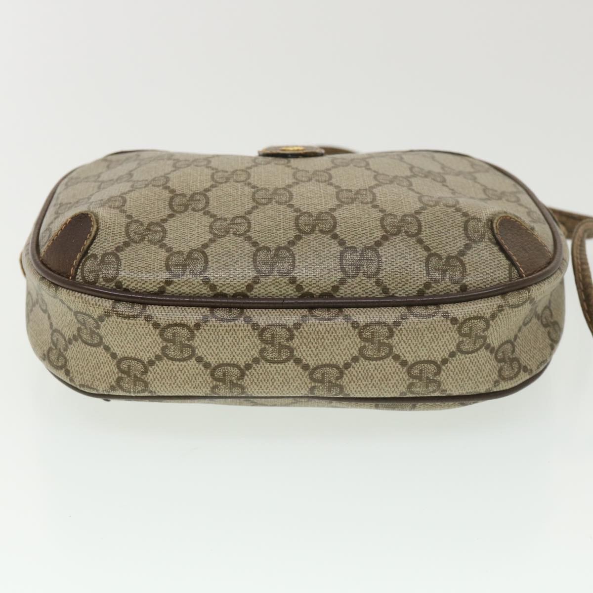 GUCCI GG Canvas Web Sherry Line Shoulder Bag PVC Leather Beige Green ki2800