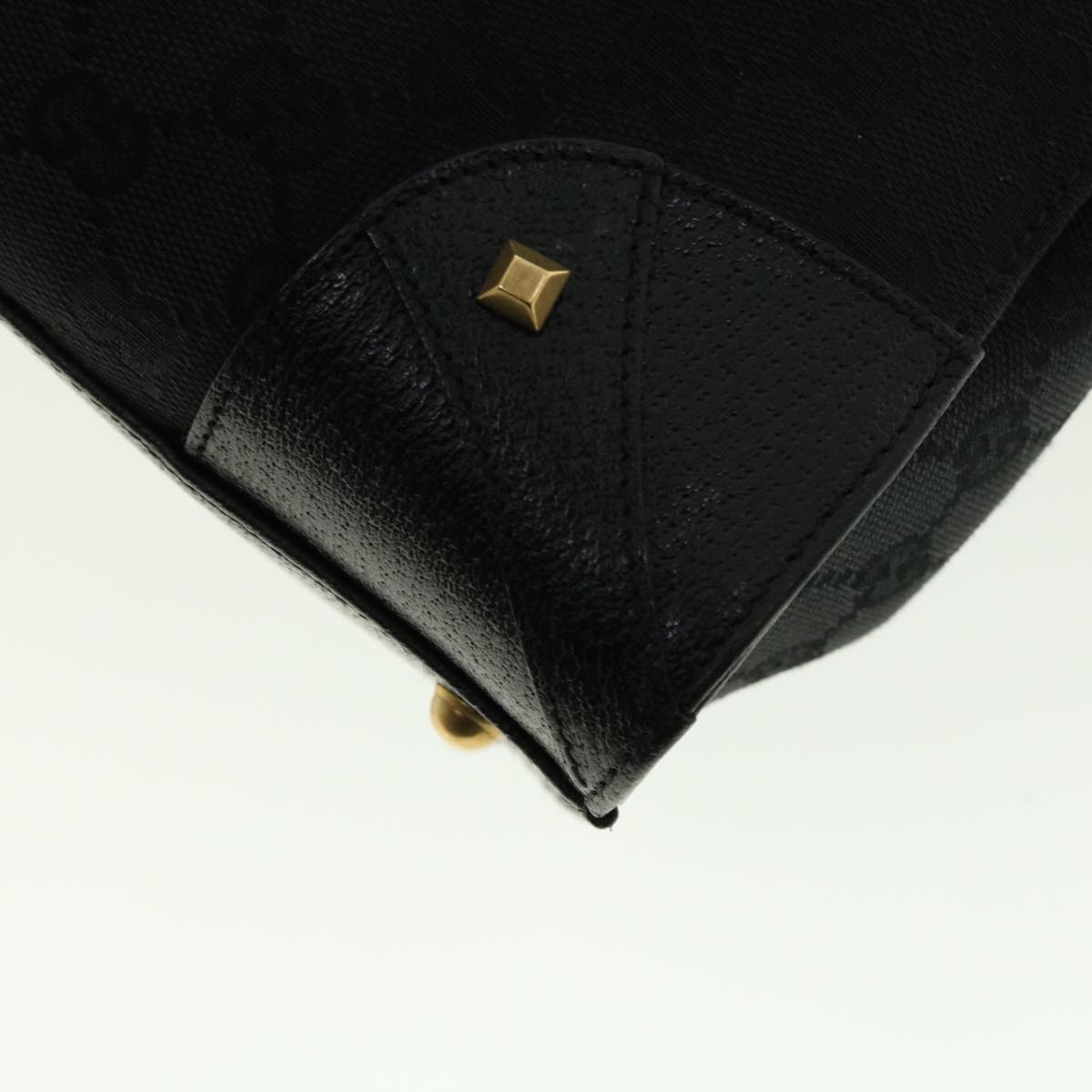 GUCCI GG Canvas Studs Hand Bag Black 120895 ki2824