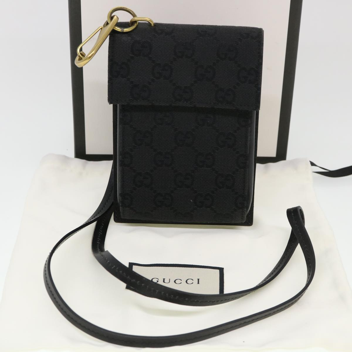 GUCCI GG Canvas Shoulder Bag Black 106692 ki2839