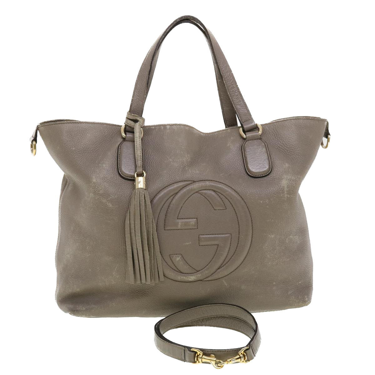 GUCCI Hand Bag Leather 2way Gray 282303 ki2849