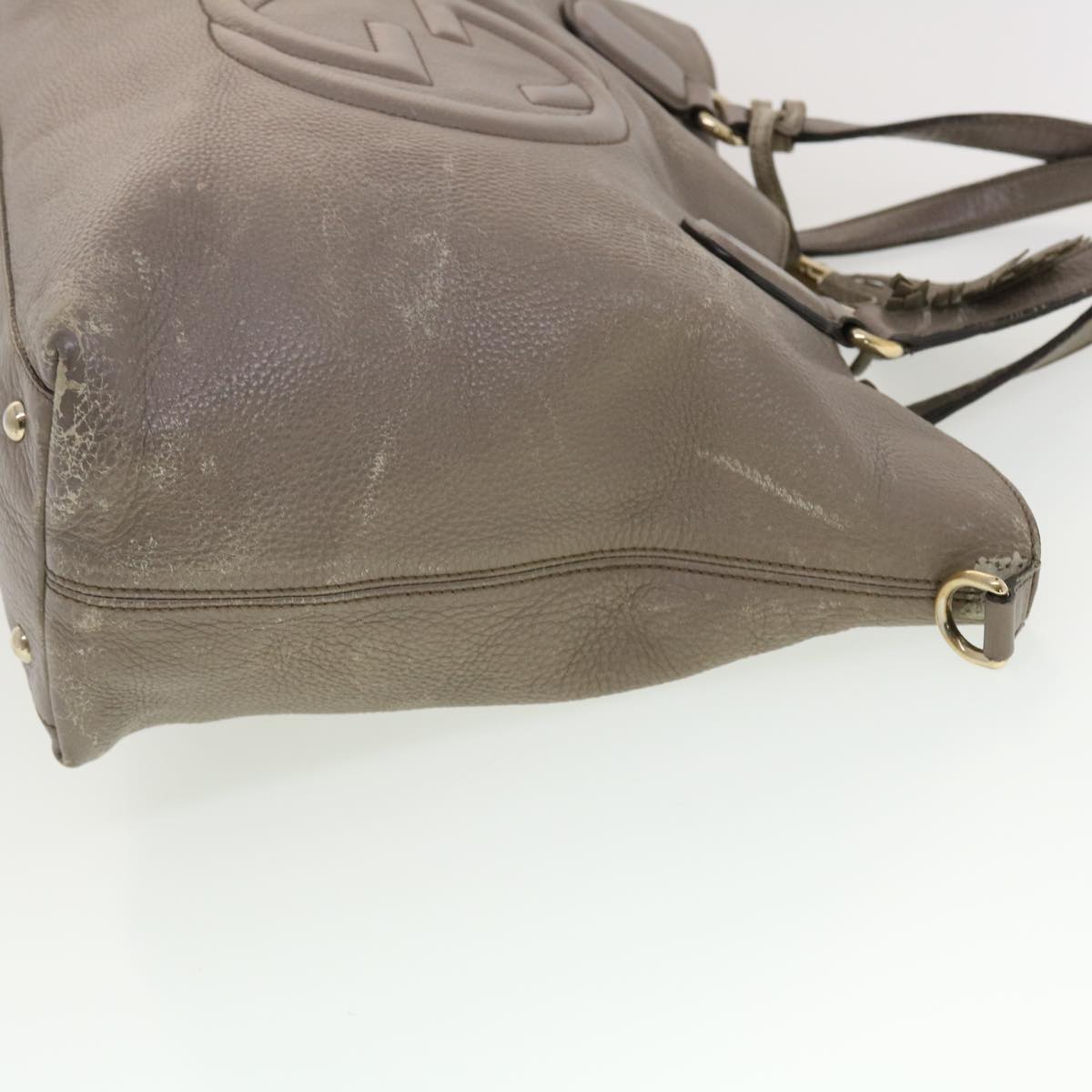 GUCCI Hand Bag Leather 2way Gray 282303 ki2849