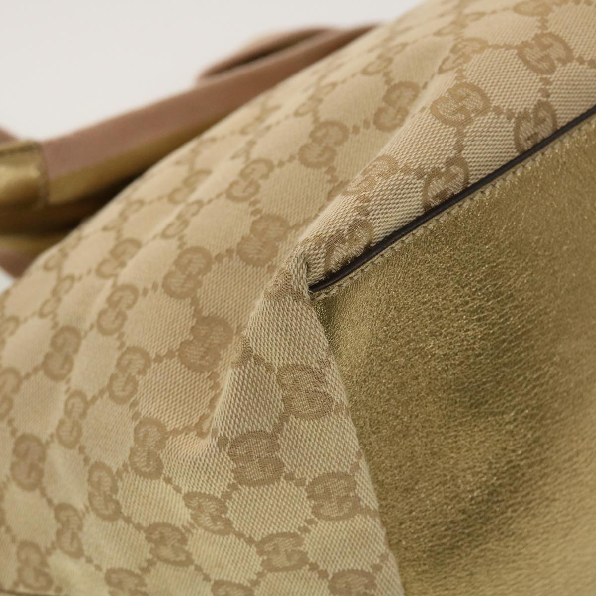 GUCCI GG Canvas Sherry Line Tote Bag Gold Pink 131230 ki2872