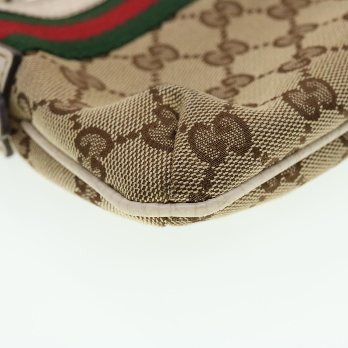 GUCCI GG Canvas Web Sherry Line Hand Pouch Beige Green Red 145970 ki2874