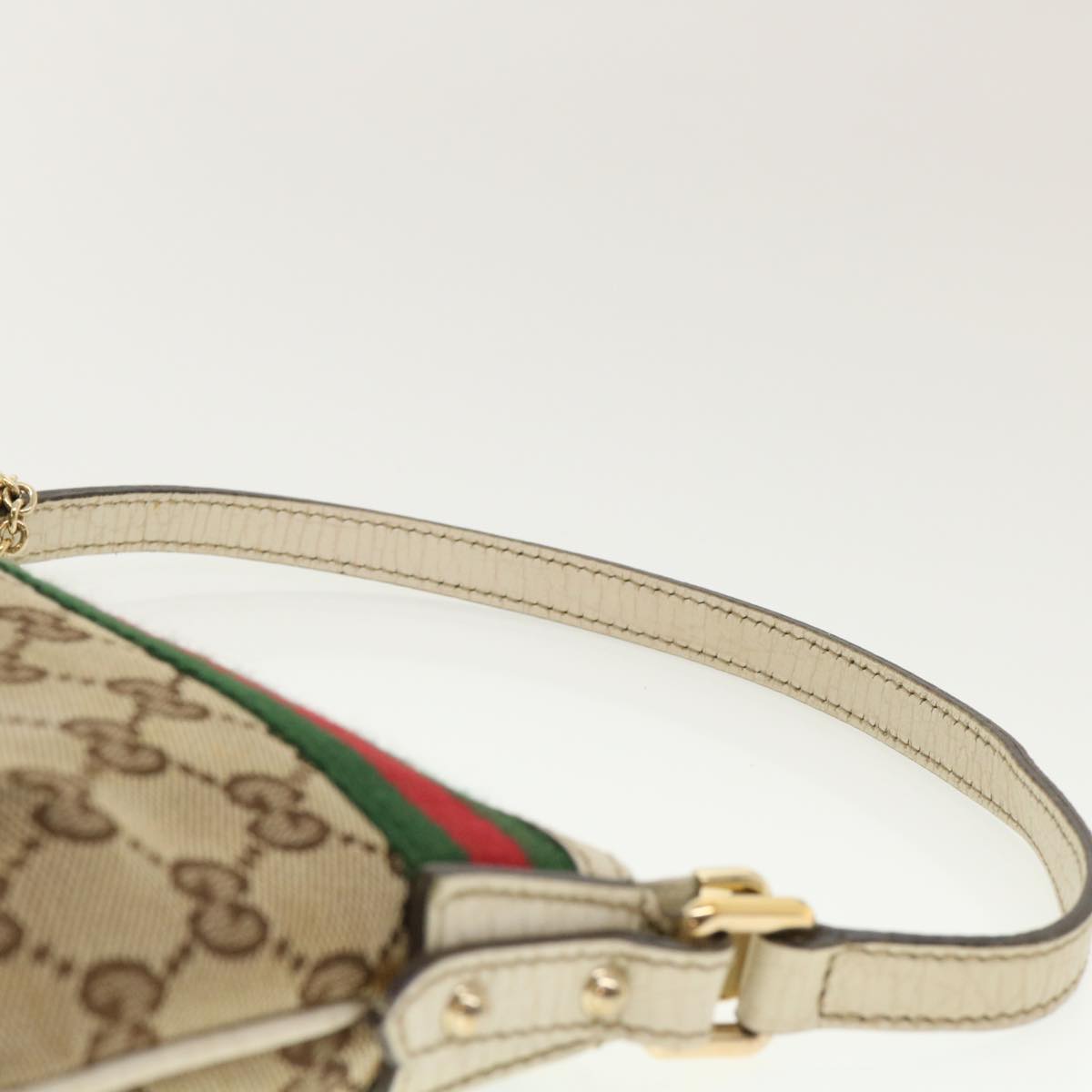 GUCCI GG Canvas Web Sherry Line Hand Pouch Beige Green Red 145970 ki2874