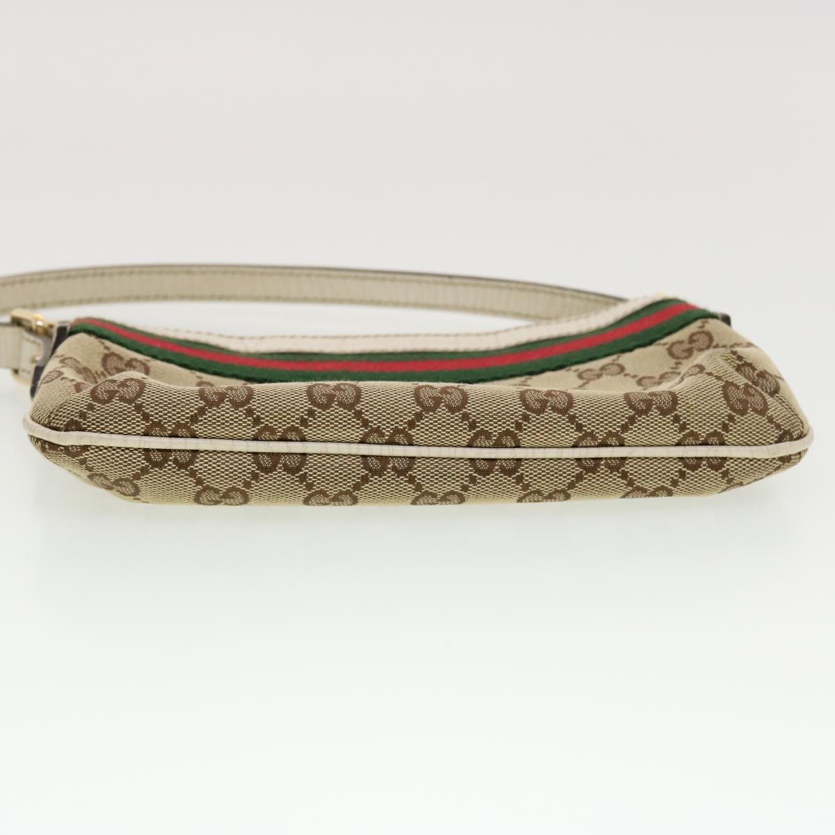 GUCCI GG Canvas Web Sherry Line Hand Pouch Beige Green Red 145970 ki2874