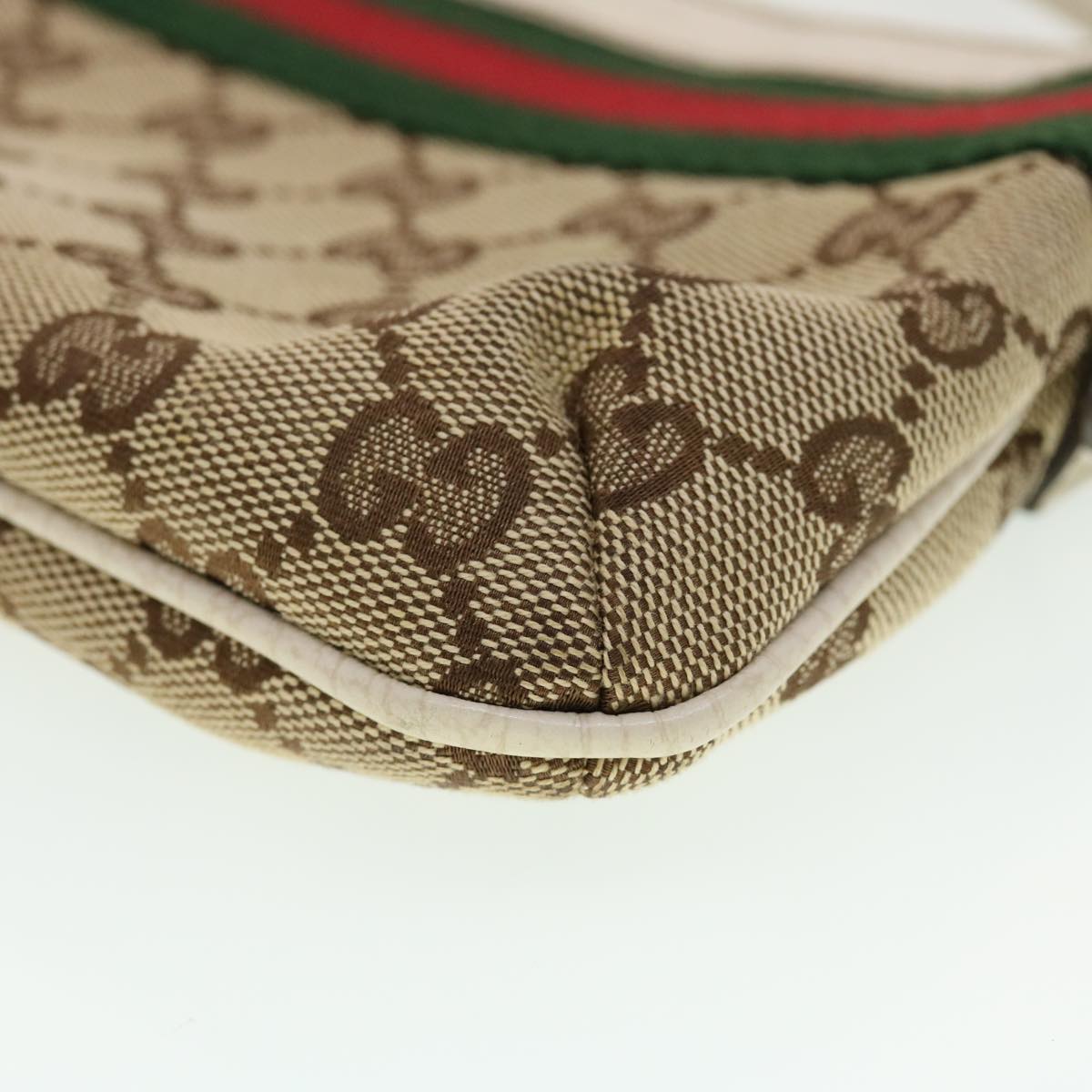 GUCCI GG Canvas Web Sherry Line Hand Pouch Beige Green Red 145970 ki2874