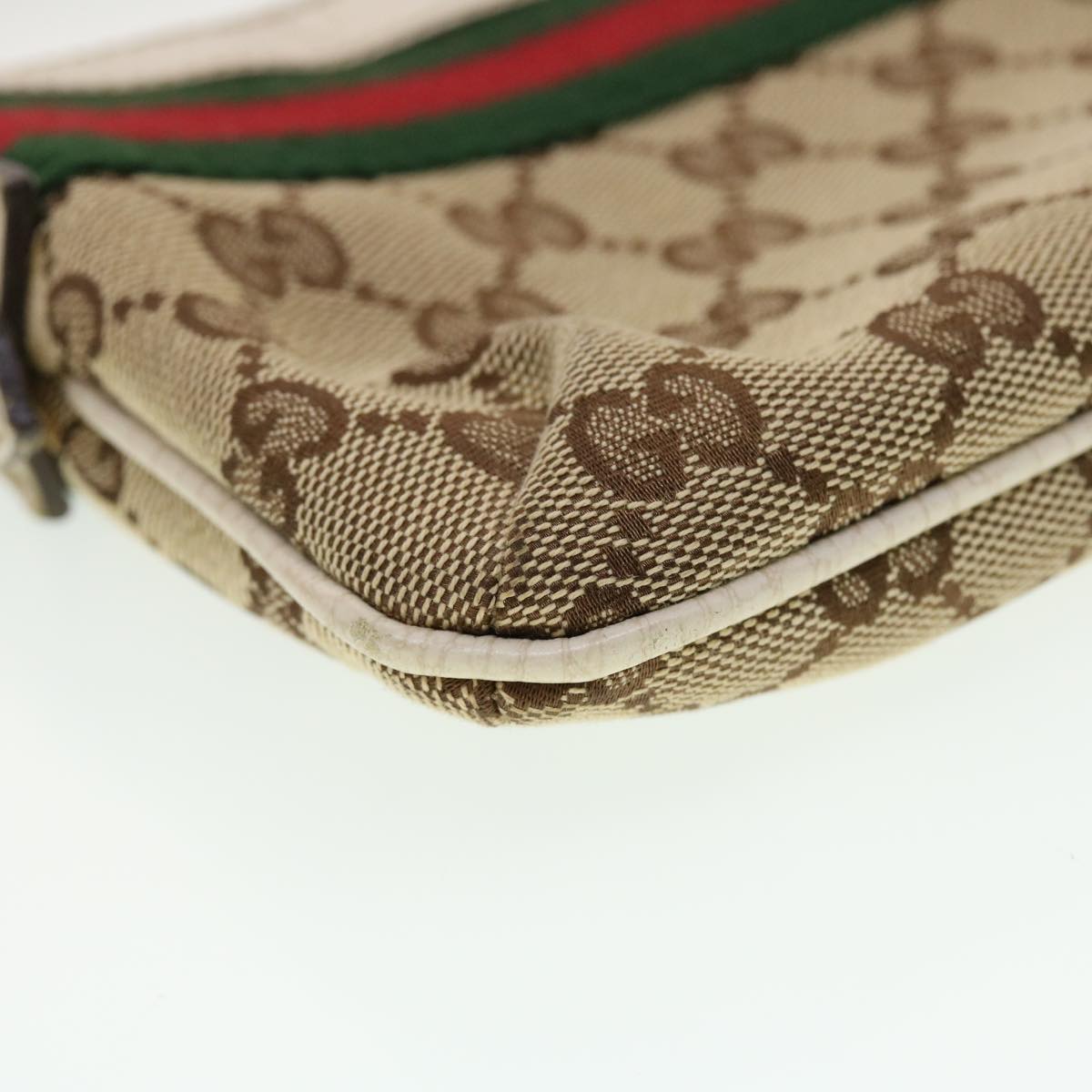 GUCCI GG Canvas Web Sherry Line Hand Pouch Beige Green Red 145970 ki2874
