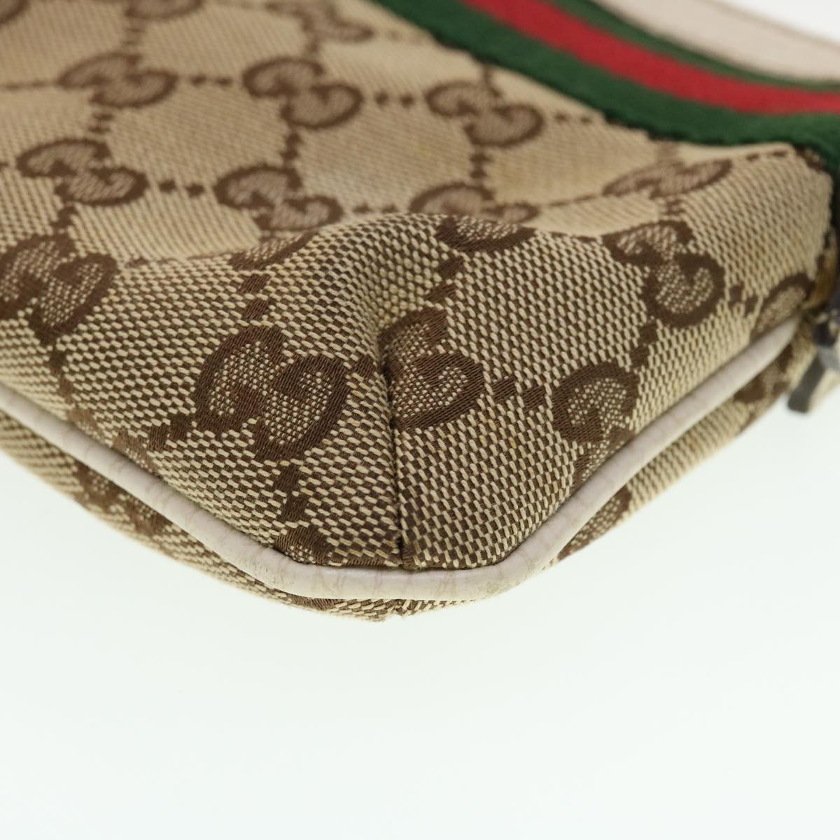 GUCCI GG Canvas Web Sherry Line Hand Pouch Beige Green Red 145970 ki2874