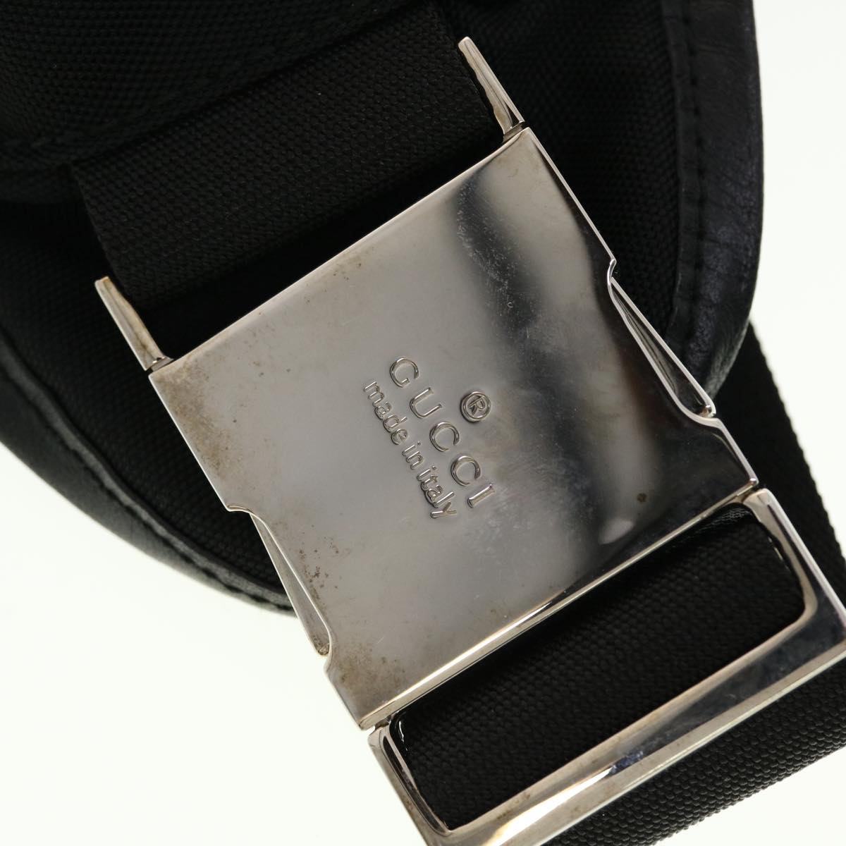 GUCCI Waist Bag Nylon Leather Black ki2883
