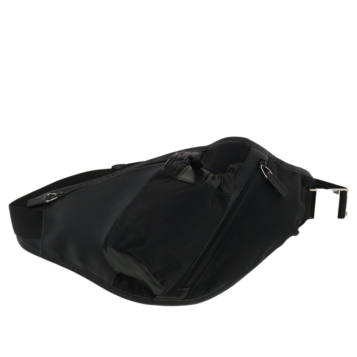 GUCCI Waist Bag Nylon Leather Black ki2883