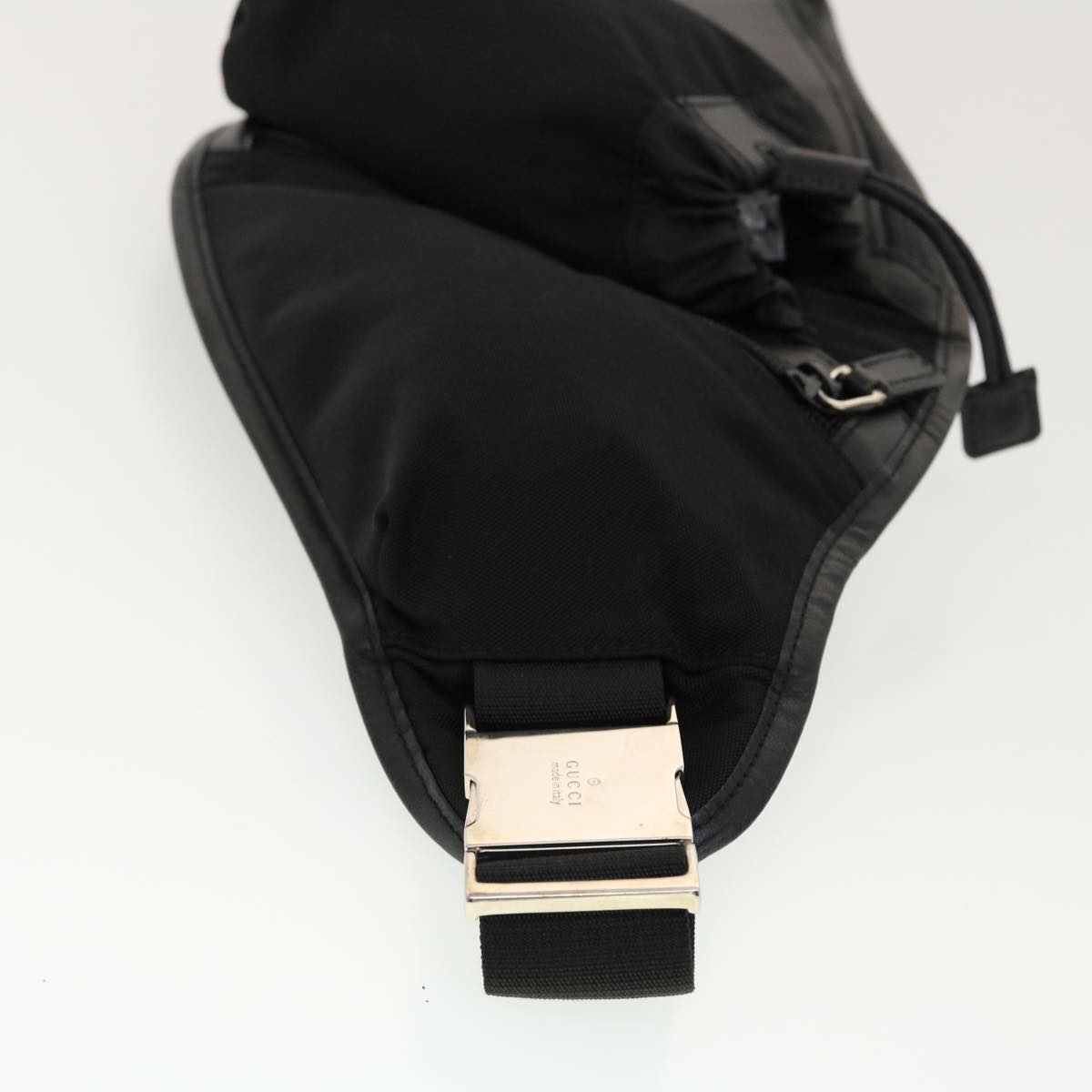 GUCCI Waist Bag Nylon Leather Black ki2883