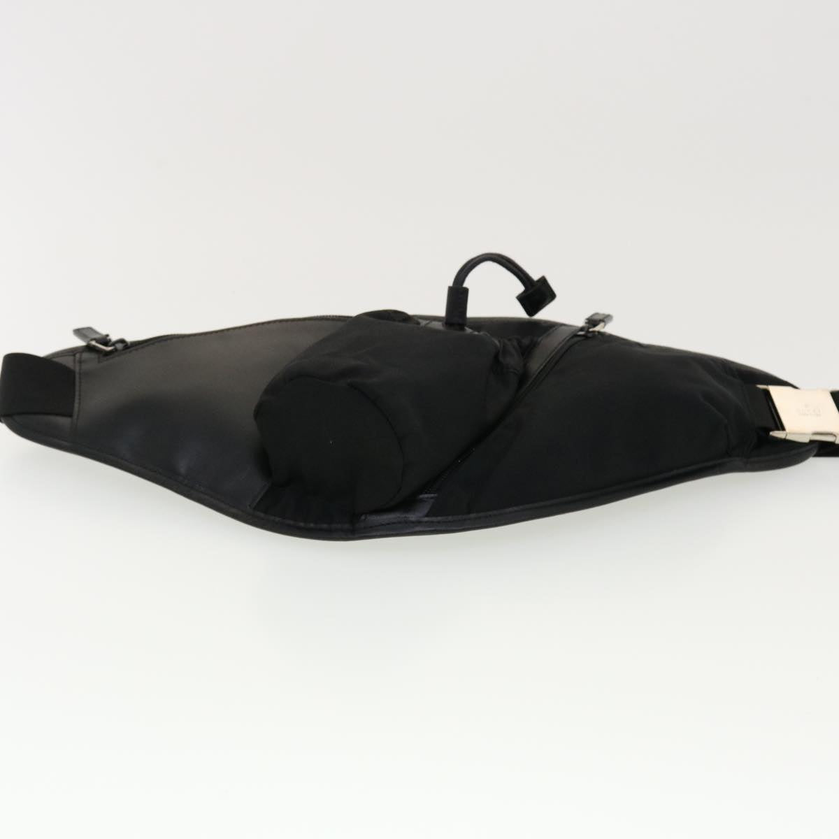 GUCCI Waist Bag Nylon Leather Black ki2883