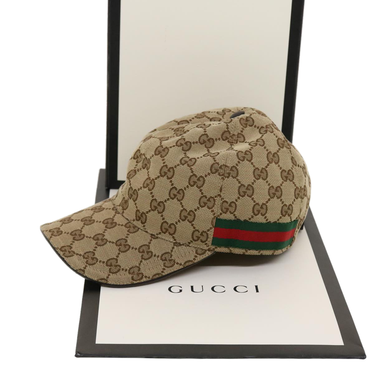 GUCCI GG Canvas Web Sherry Line Baseball Cap M 58 Beige 200035 ki2886