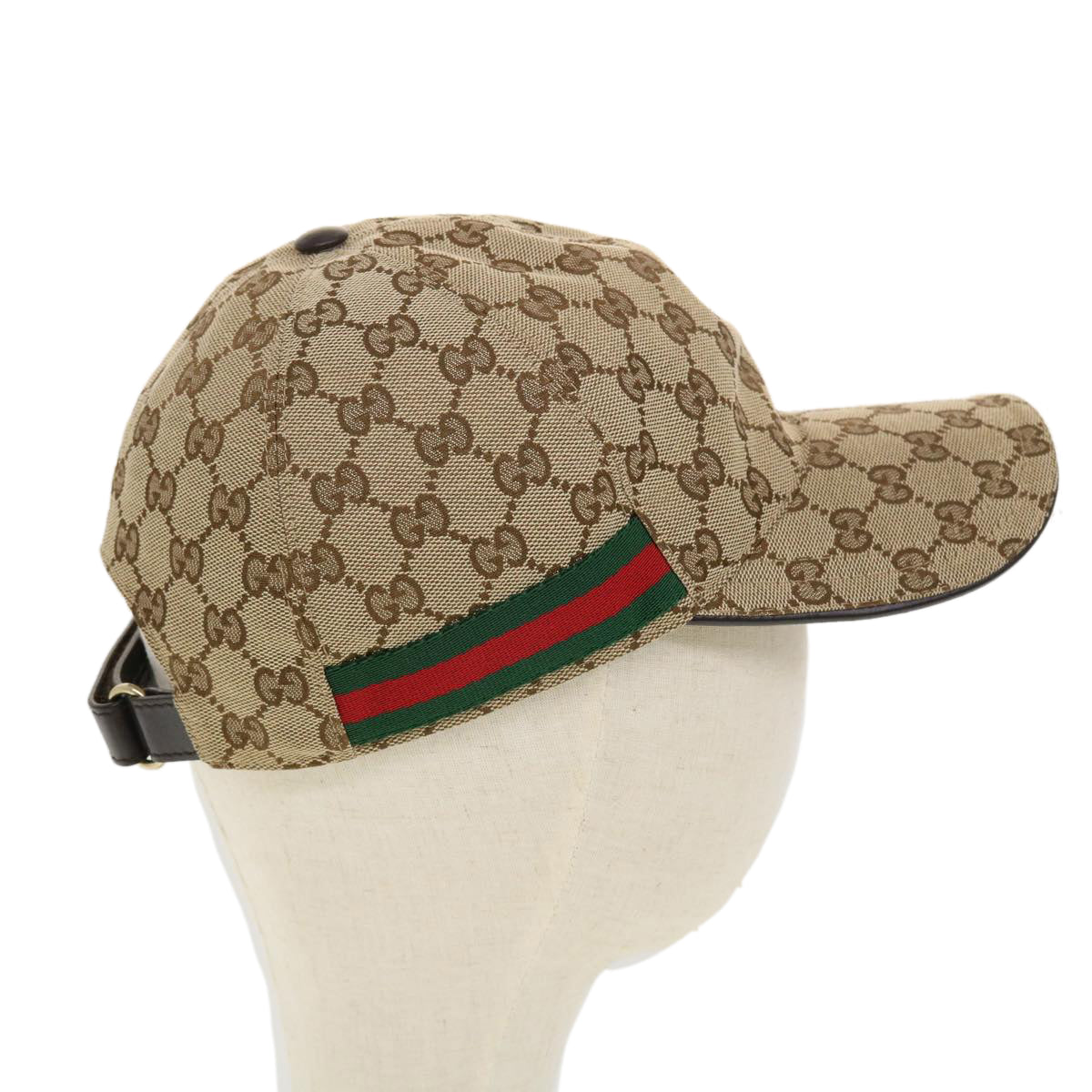 GUCCI GG Canvas Web Sherry Line Baseball Cap M 58 Beige 200035 ki2886