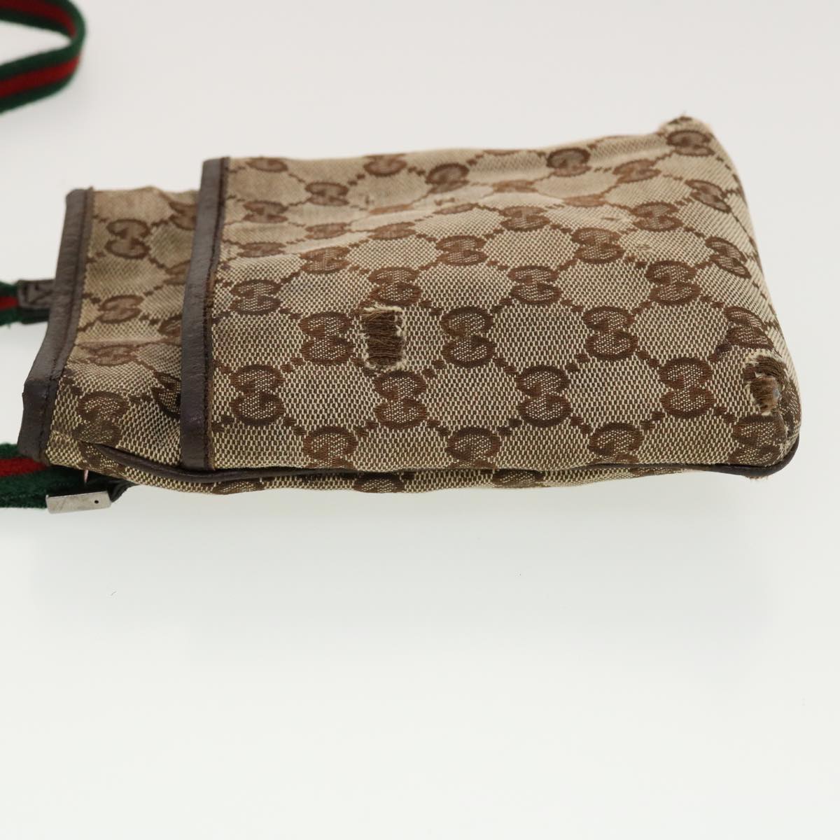 GUCCI GG Canvas Web Sherry Line Shoulder Bag Beige Green Red 141863 ki2891