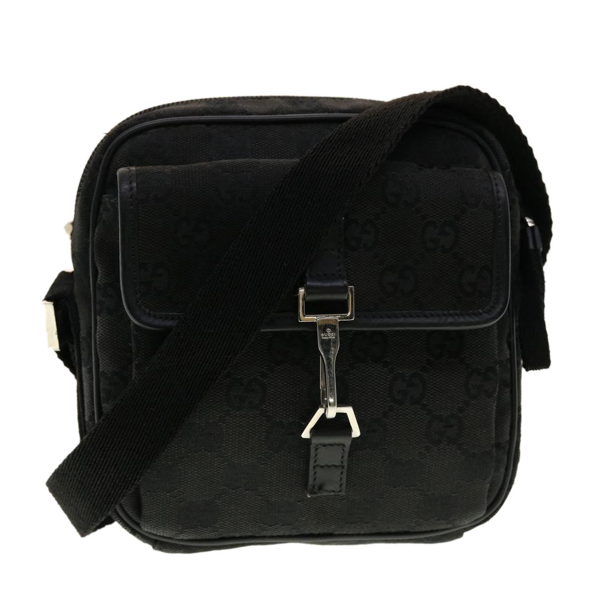 GUCCI GG Canvas Shoulder Bag Black 90470 ki2892