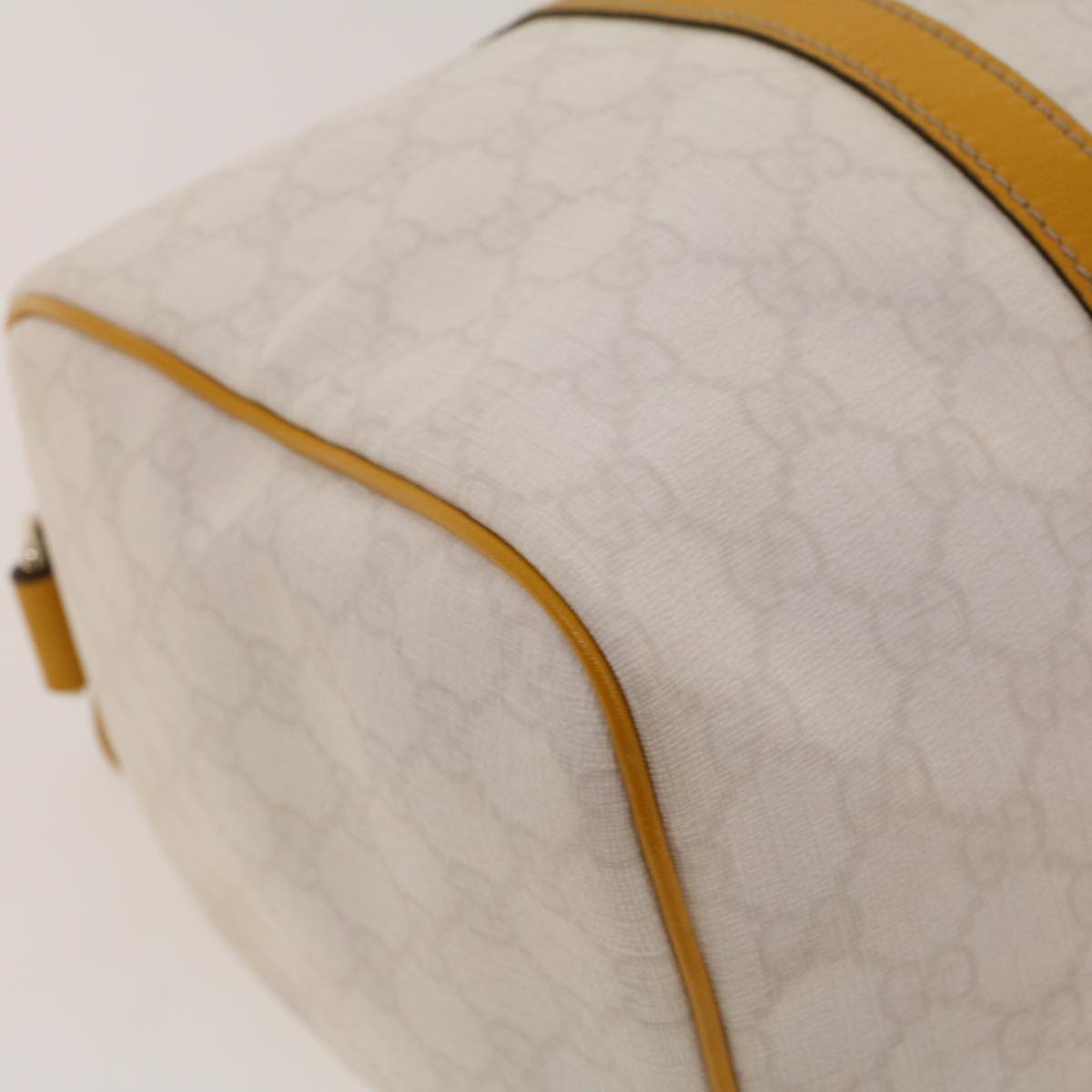 GUCCI GG Canvas Boston Bag PVC Leather White Yellow 193603 ki2920