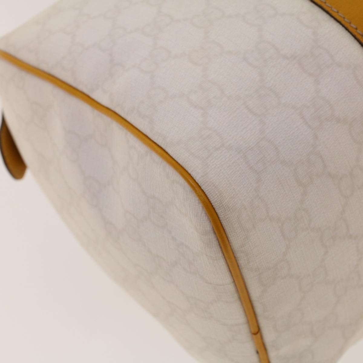 GUCCI GG Canvas Boston Bag PVC Leather White Yellow 193603 ki2920
