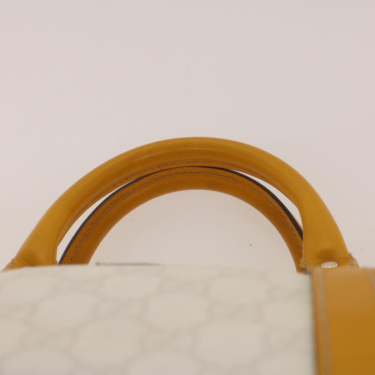 GUCCI GG Canvas Boston Bag PVC Leather White Yellow 193603 ki2920