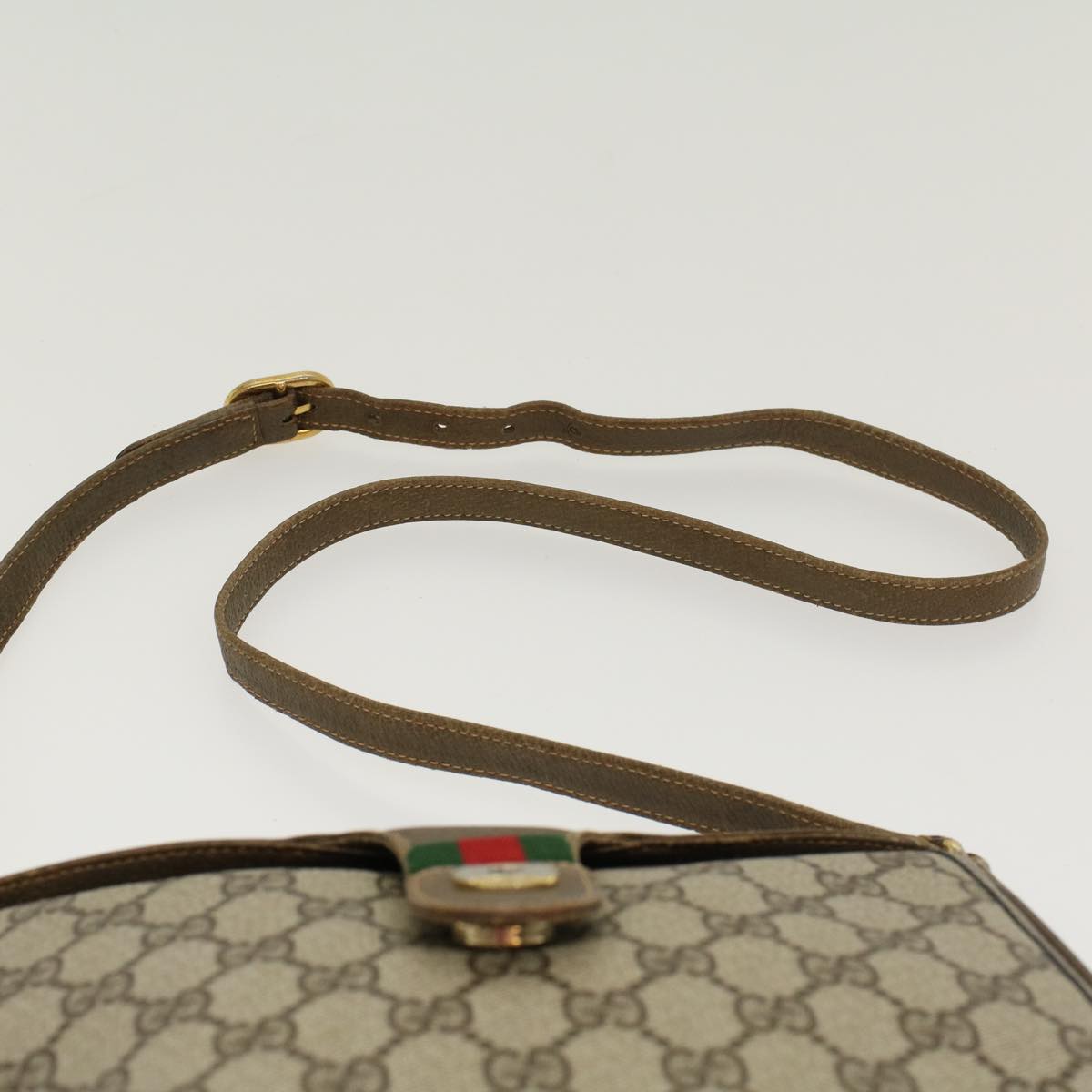 GUCCI GG Canvas Web Sherry Line Shoulder Bag Beige Red Green ki2935