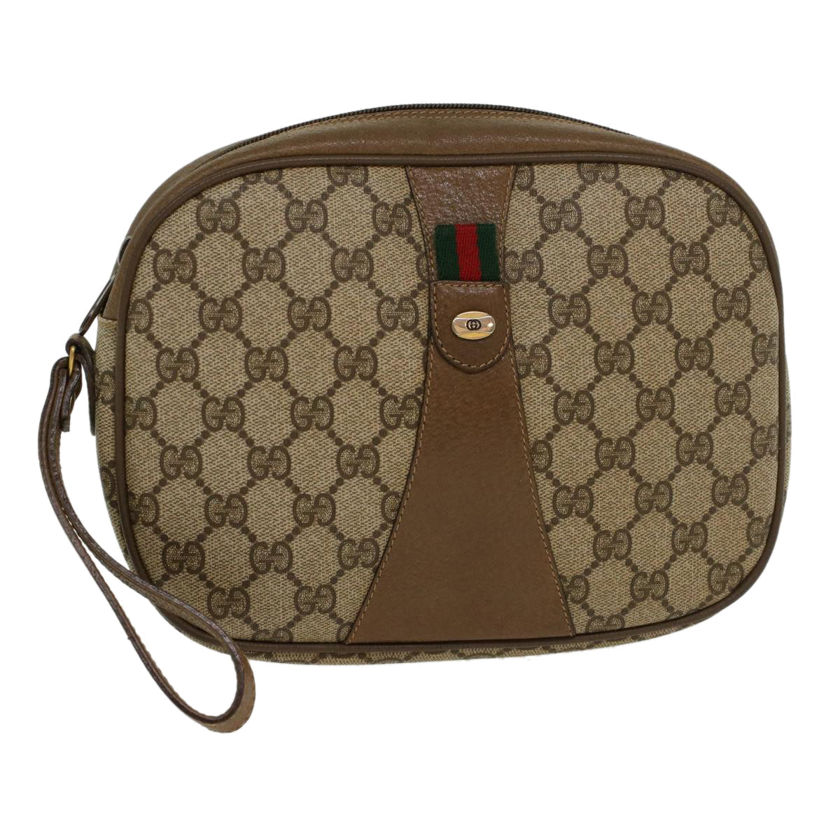 GUCCI GG Canvas Web Sherry Line Clutch Bag Beige Red Green 8901034 ki2937
