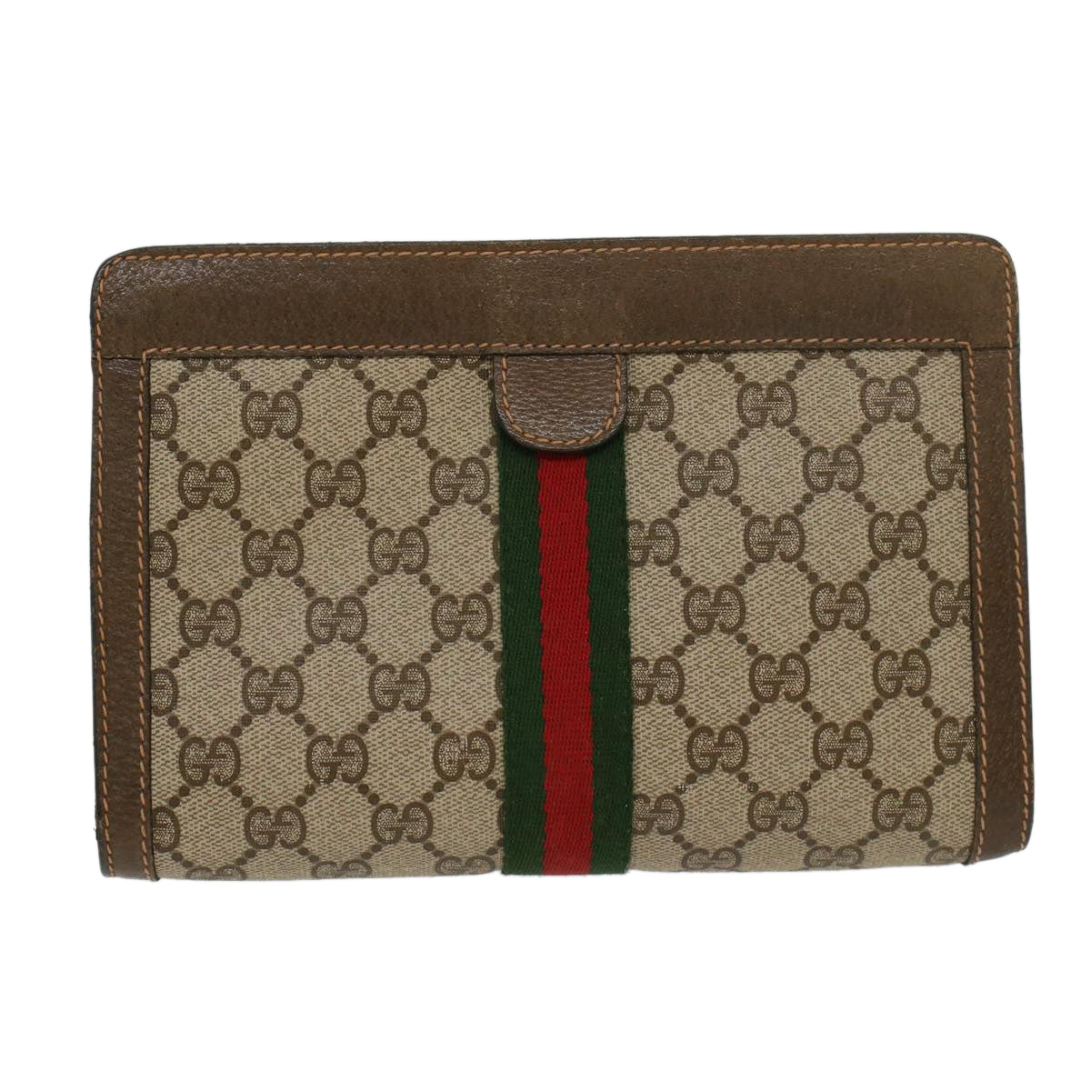 GUCCI GG Canvas Web Sherry Line Clutch Bag Beige Red Green 8901001 ki2945
