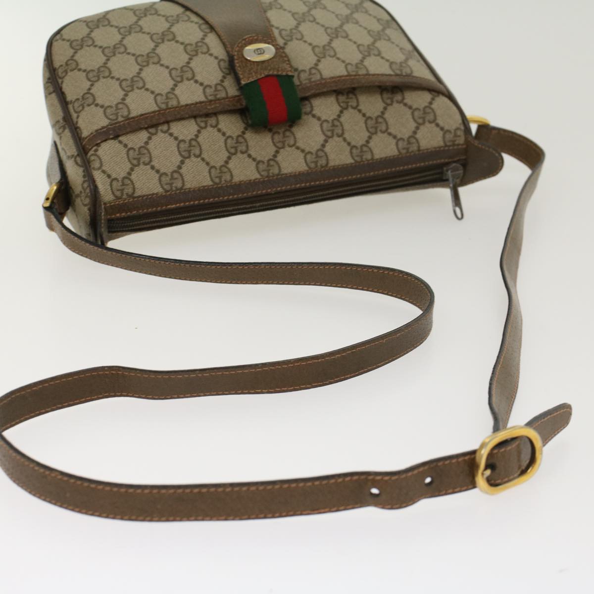GUCCI GG Canvas Web Sherry Line Shoulder Bag Beige Red 89.02.032 ki2976