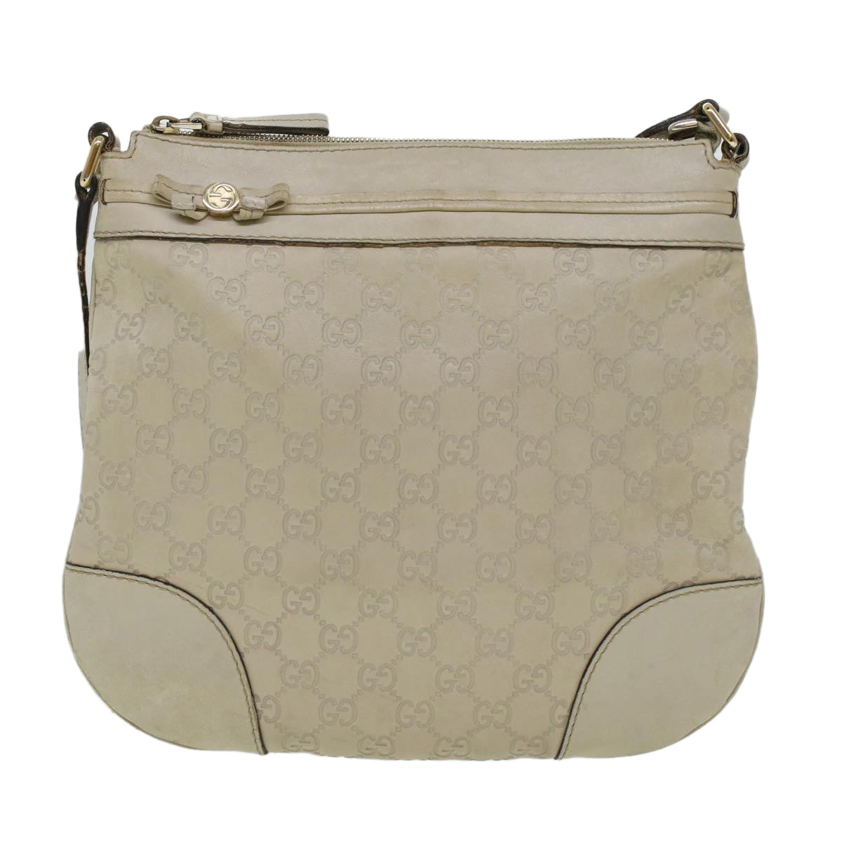 GUCCI GG Canvas Guccissima Shoulder Bag White ki2988